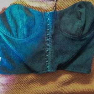 New blue crop corset